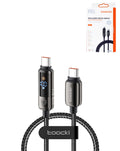 Toocki Touch Display USB-C to USB-C Fast Charging Cable with Display — 100W, 3 ft, Gray