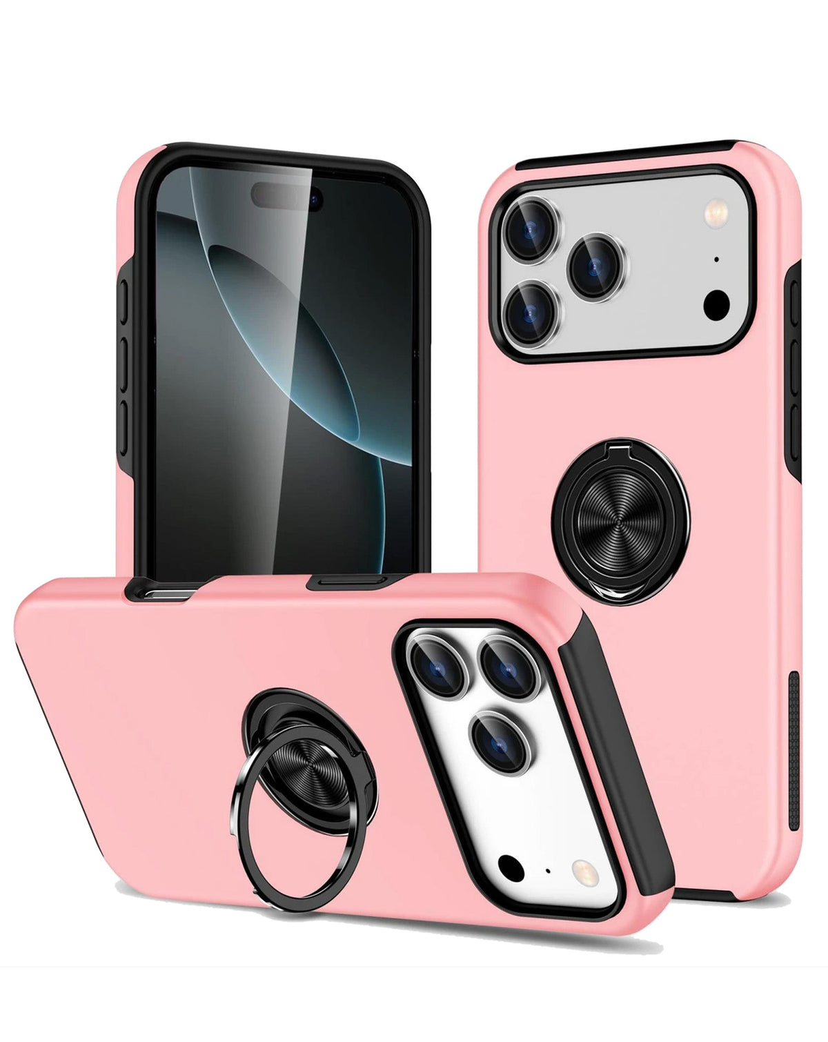 Dual Layer Case with Magnetic Ring for iPhone 17 Pro Max / 18 Pro Max — Pink