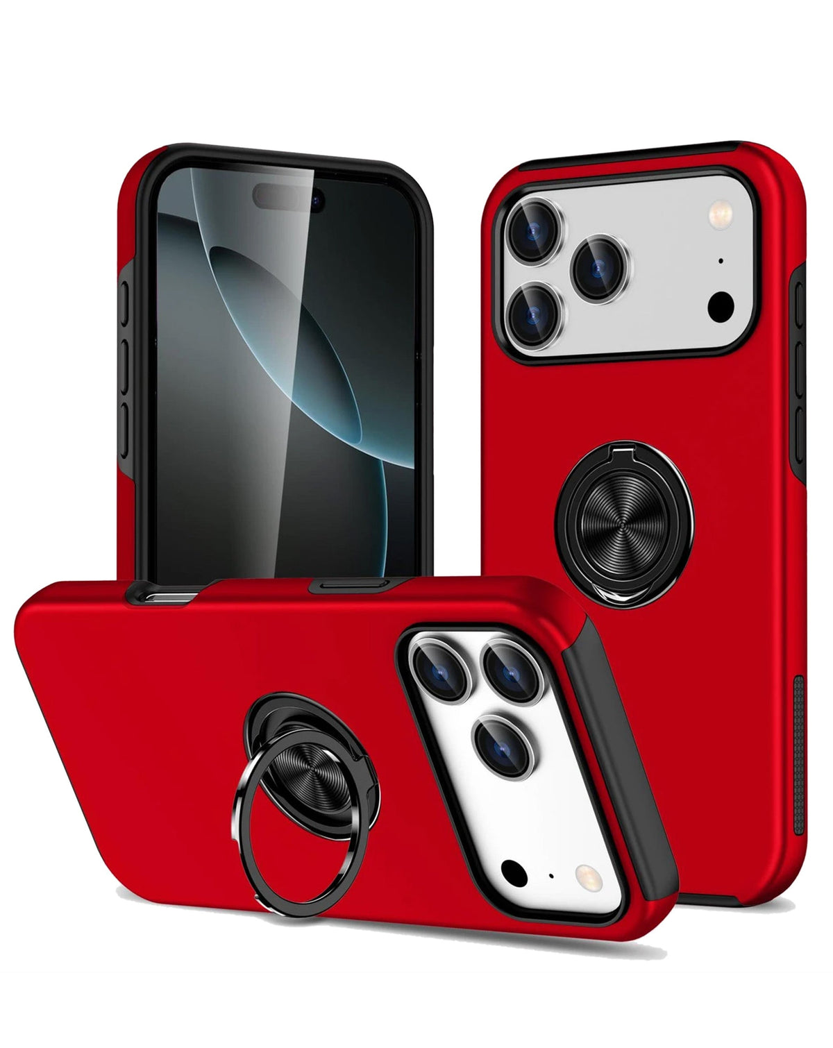 Dual Layer Case with Magnetic Ring for iPhone 17 Pro Max / 18 Pro Max — Red