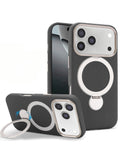 Silicone Magnetic Ring Stand Case for iPhone 17 Pro Max / 18 Pro Max — Black