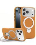 Silicone Magnetic Ring Stand Case for iPhone 17 Pro Max / 18 Pro Max — Brown