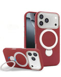 Silicone Magnetic Ring Stand Case for iPhone 17 Pro Max / 18 Pro Max — Burgundy