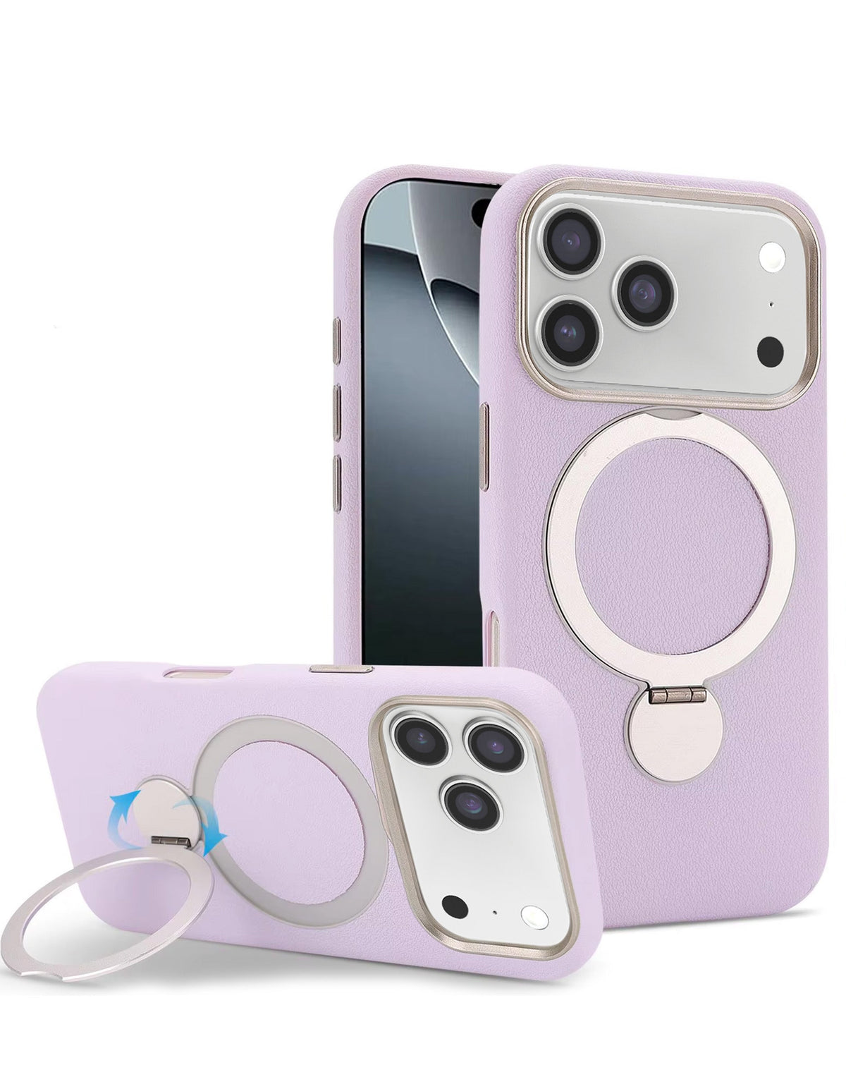 Silicone Magnetic Ring Stand Case for iPhone 17 Pro Max / 18 Pro Max — Lilac