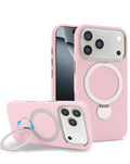 Silicone Magnetic Ring Stand Case for iPhone 17 Pro Max / 18 Pro Max — Pink