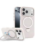 Silicone Magnetic Ring Stand Case for iPhone 17 Pro Max / 18 Pro Max — White