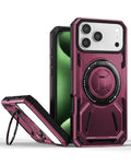 Full-Body Rugged Shockproof Case with Ring Holder for iPhone 17 Pro Max / 18 Pro Max — Burgundy