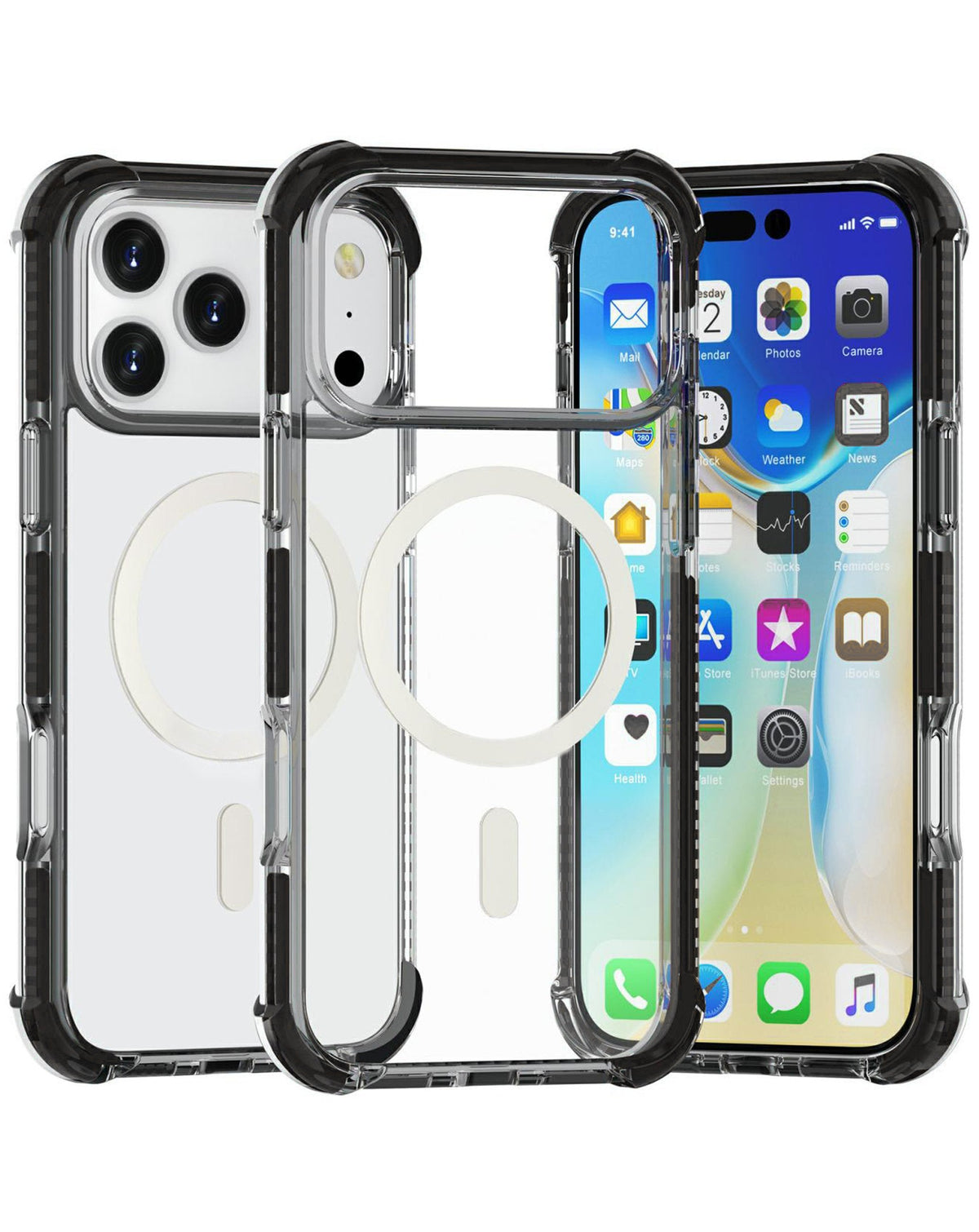 TPU Mesh Sport Case with Wireless Charging for iPhone 17 Pro Max / 18 Pro Max — Black
