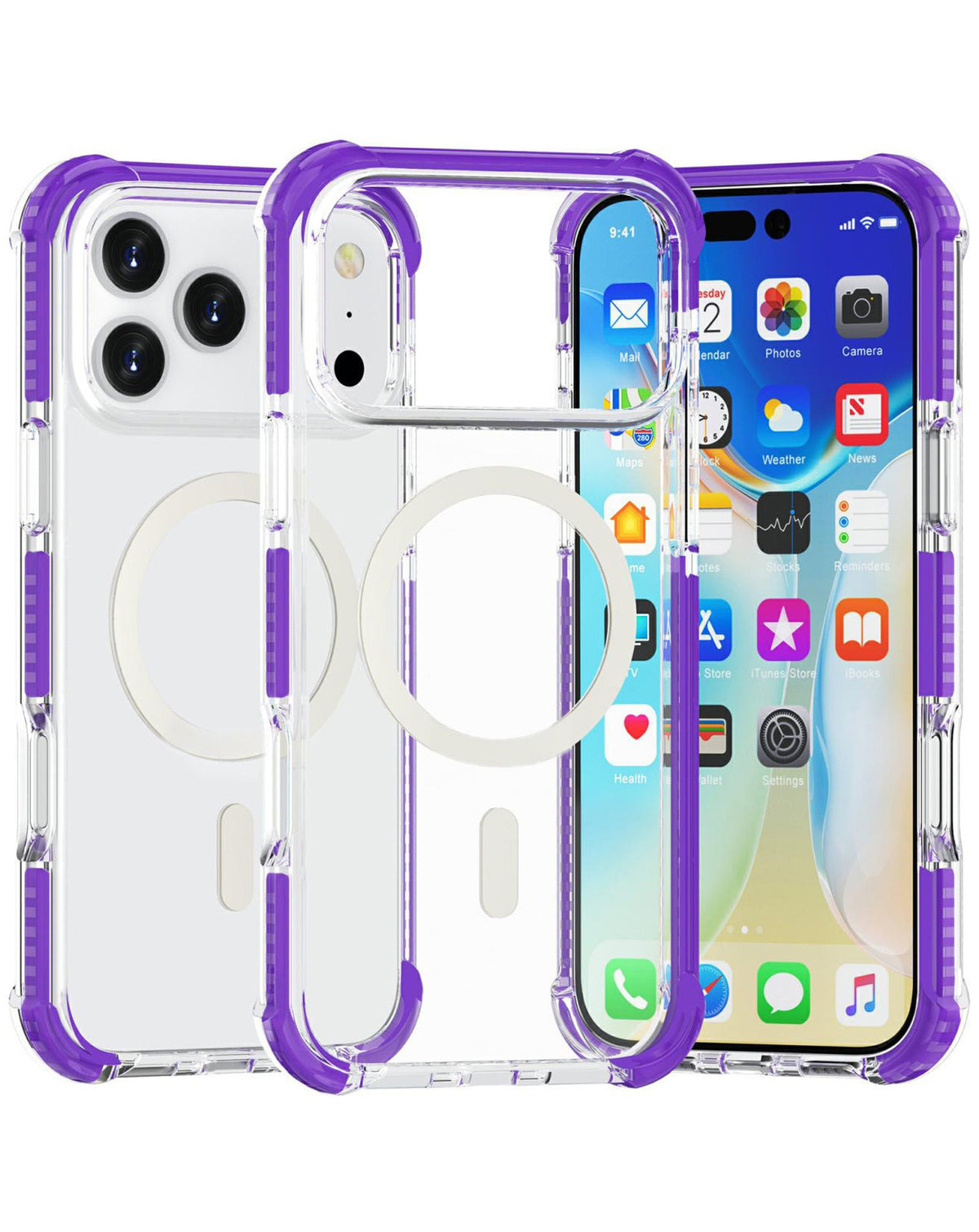 TPU Mesh Sport Case with Wireless Charging for iPhone 17 Pro Max / 18 Pro Max — Purple