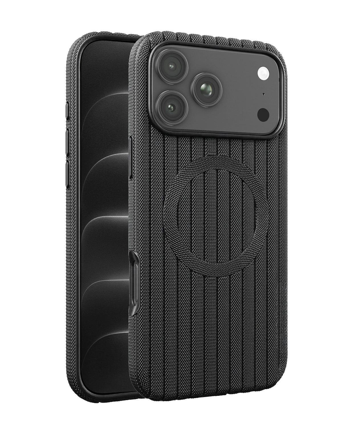 Vertical Line Texture MagSafe Case for iPhone 17 Pro Max / 18 Pro Max — Black