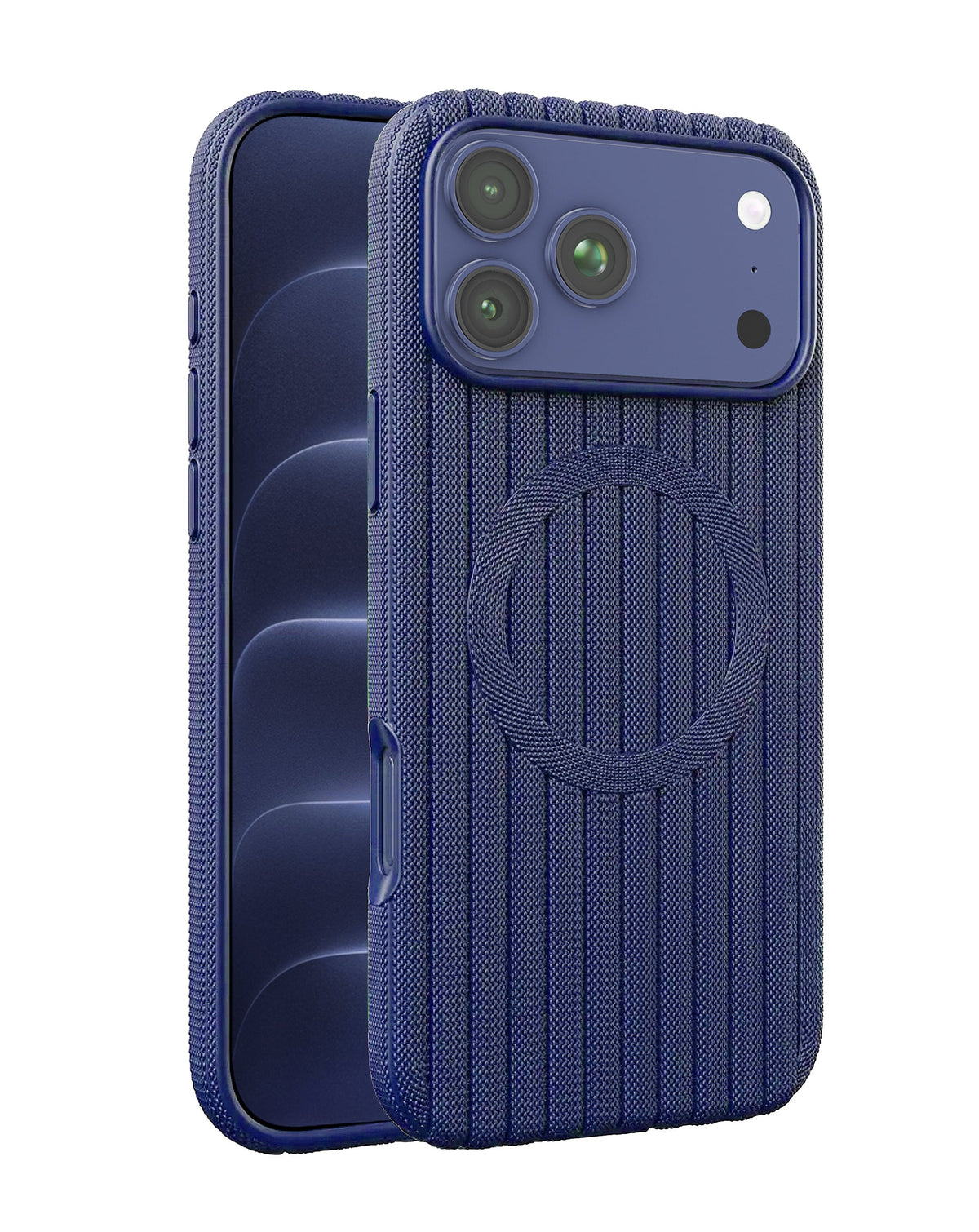 Vertical Line Texture MagSafe Case for iPhone 17 Pro Max / 18 Pro Max — Navy