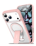 Clear Magnetic Case with Built-in Kickstand for iPhone 17 Pro Max / 18 Pro Max — Sand Pink