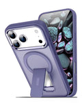 Clear Magnetic Case with Built-in Kickstand for iPhone 17 Pro Max / 18 Pro Max — Purple