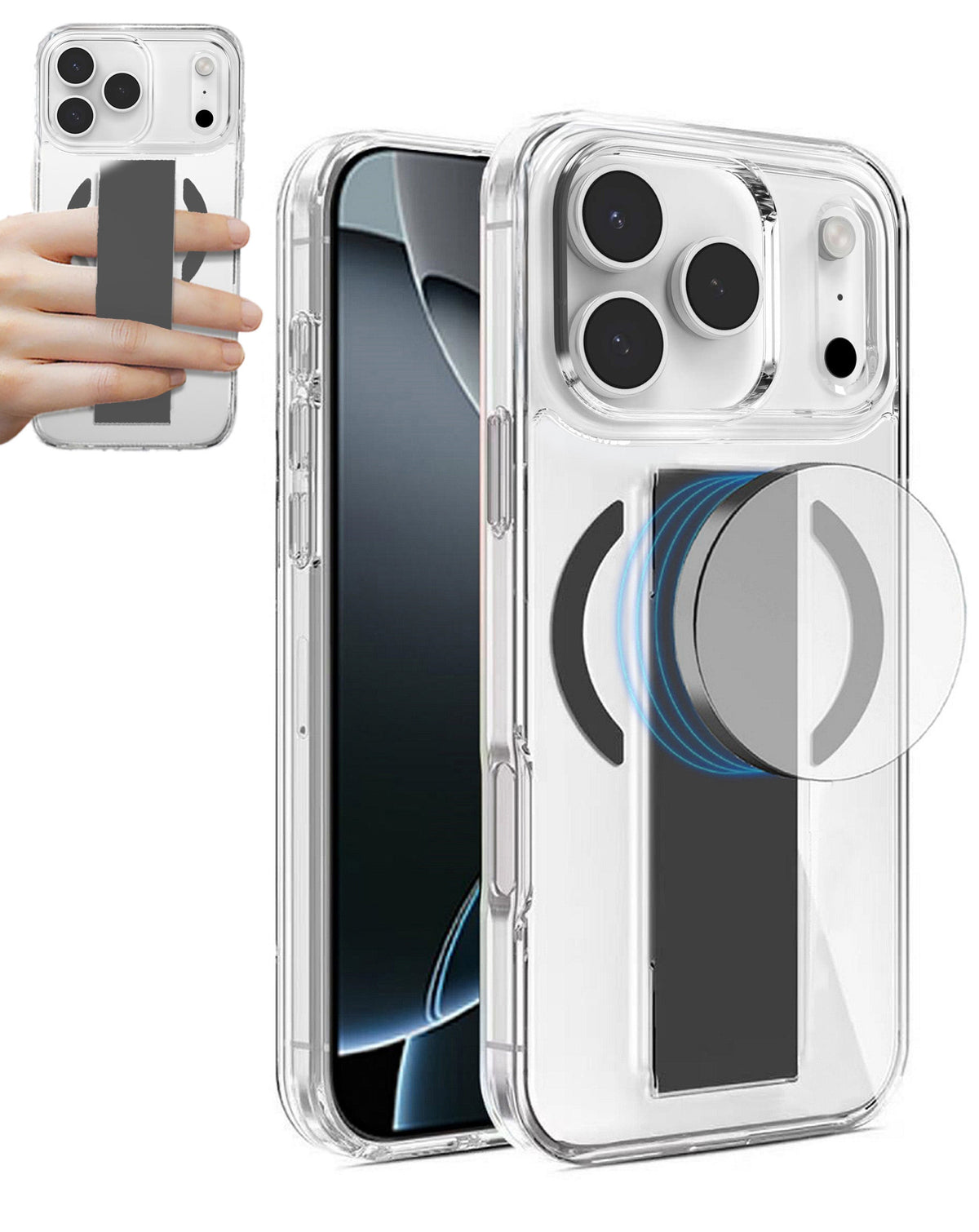Hard Clear Case with MagGrip for iPhone 17 Pro Max / 18 Pro Max — Black