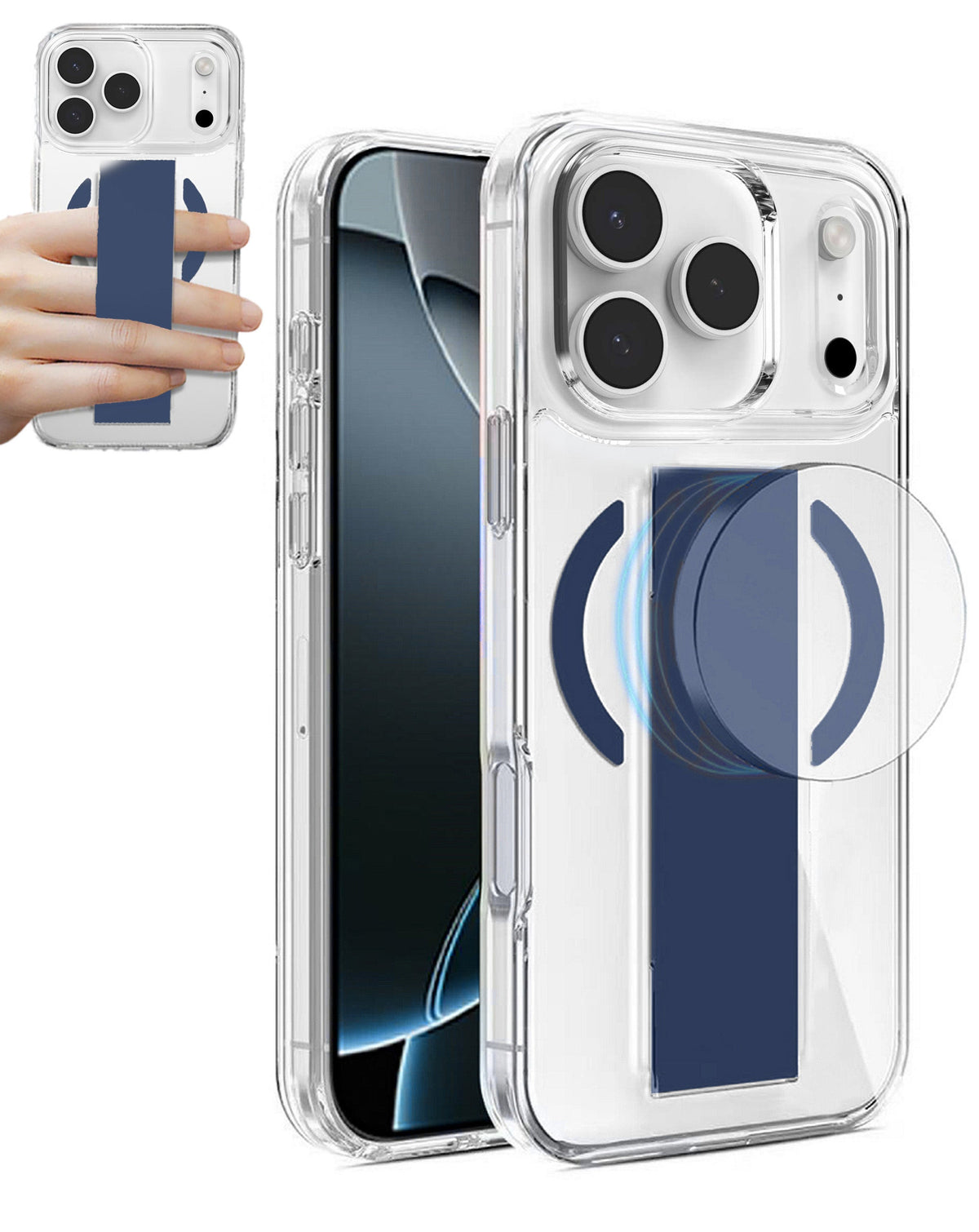 Hard Clear Case with MagGrip for iPhone 17 Pro Max / 18 Pro Max — Blue