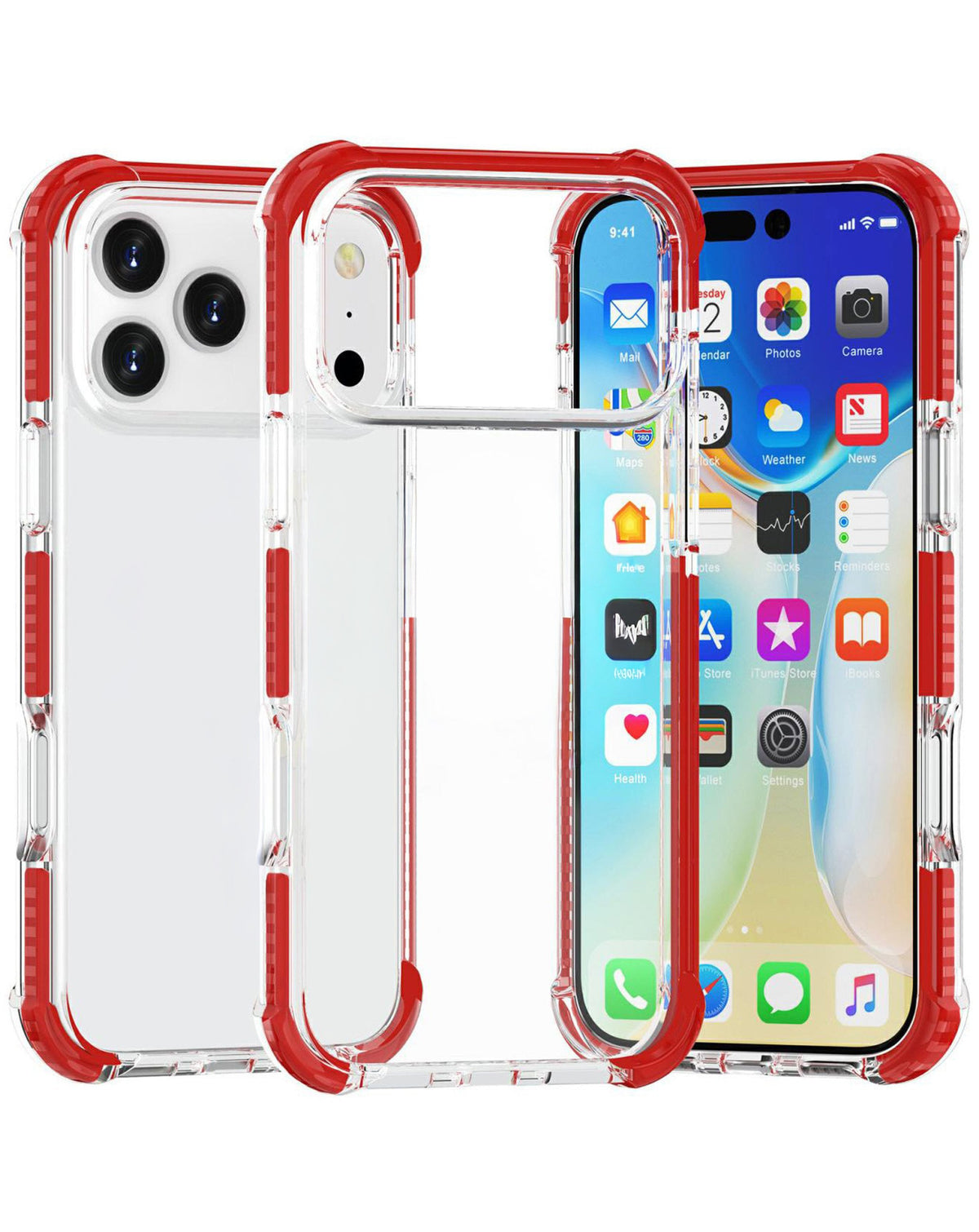 Anti-Shock Protective TPU Sport Case for iPhone 17 Pro Max / 18 Pro Max — Dark Red