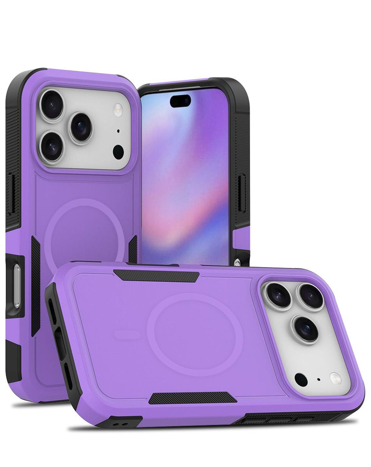 Magnetic Dual-Layer Shockproof Case for iPhone 17 Pro Max / 18 Pro Max — Purple