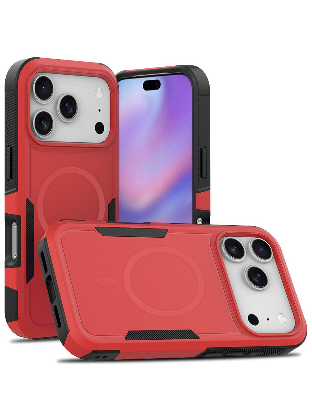 Magnetic Dual-Layer Shockproof Case for iPhone 17 Pro Max / 18 Pro Max — Red