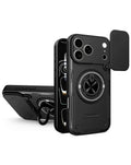 Magnetic Ring Stand Case with Camera Cover for iPhone 17 Pro Max / 18 Pro Max — Black