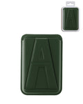 A Design Leather Magnetic Card Wallet Holder with Stand — Green