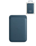 Leather Magnetic Card Wallet Holder — Dark Blue