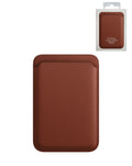 Leather Magnetic Card Wallet Holder — Brown