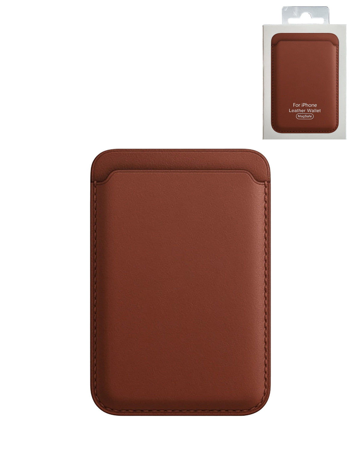 Leather Magnetic Card Wallet Holder — Brown