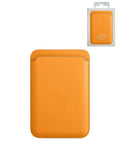 Leather Magnetic Card Wallet Holder — Orange