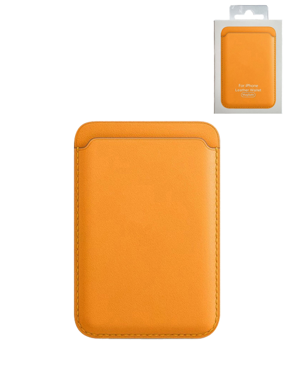 Leather Magnetic Card Wallet Holder — Orange