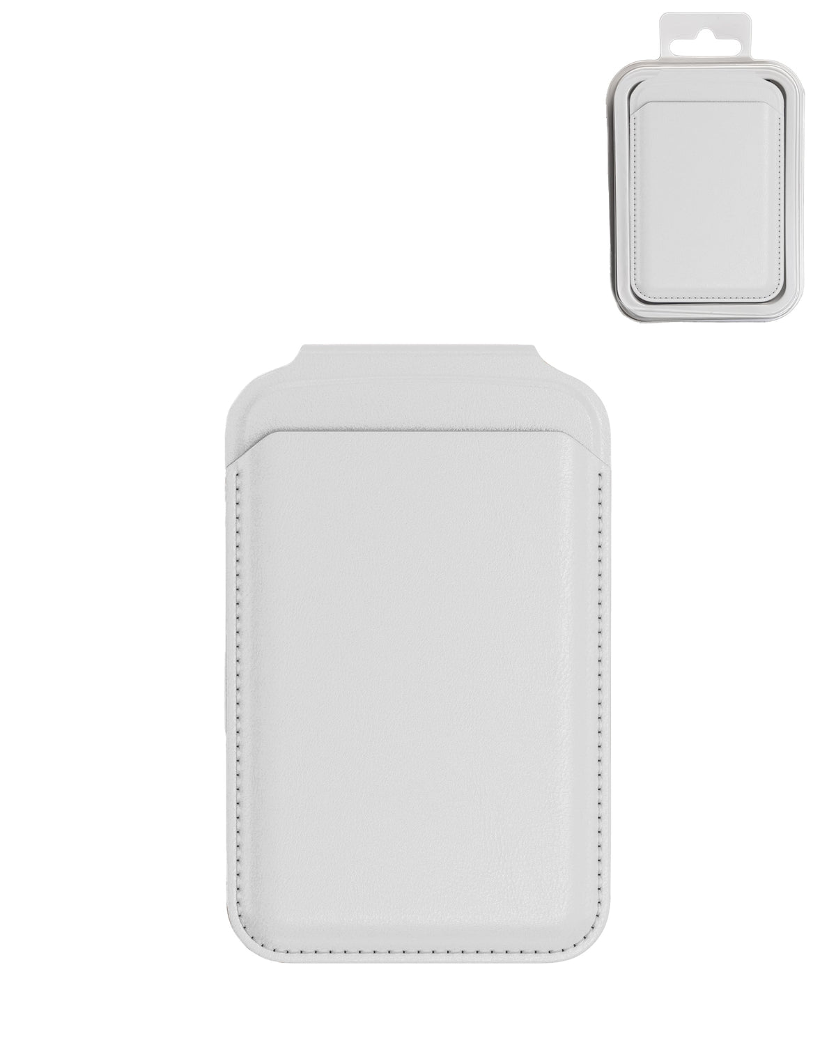 Leather Magnetic Card Wallet Holder with Stand — White