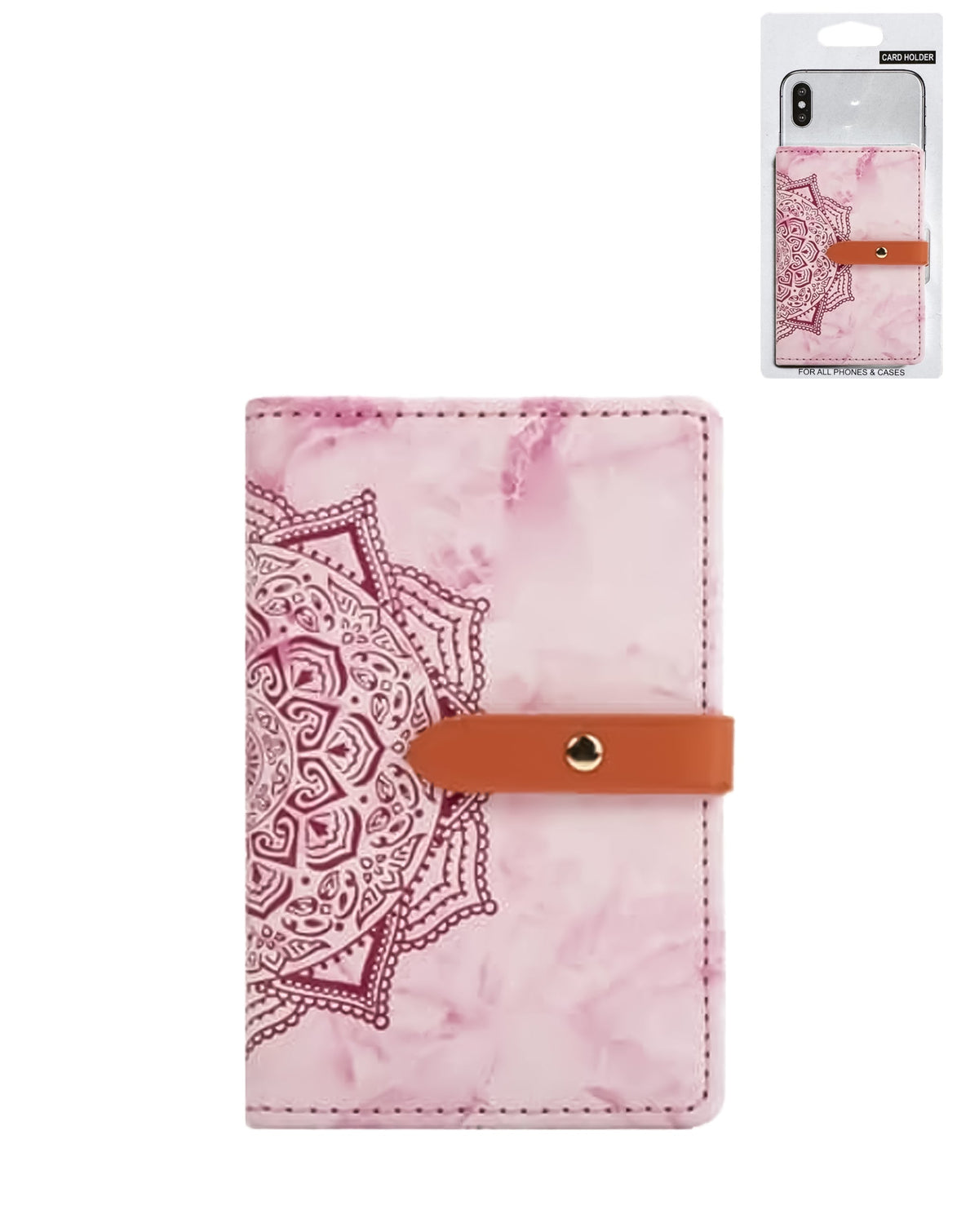 Datura Flower Leather Phone Card Slot — Hot Pink