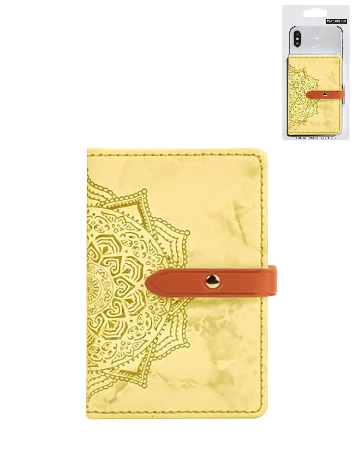Datura Flower Leather Phone Card Slot — Yellow
