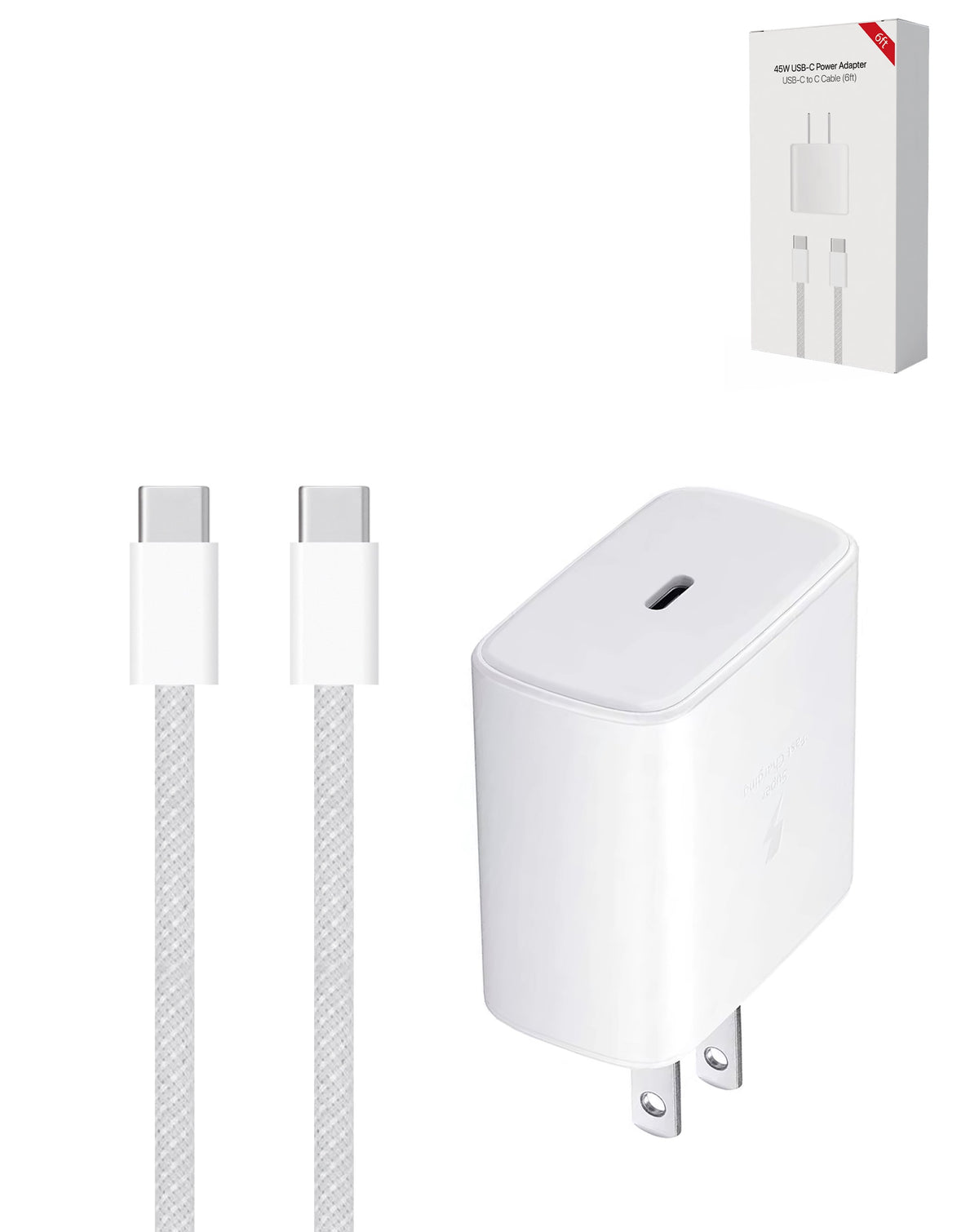 45W USB-C Power Adapter + 100W USB-C Cable — 6 ft