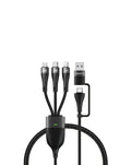 PISEN PRO-Mars 3-in-1 Braided Charging Cable — Lightning + USB-C + Micro USB, 100W, 4 ft, Black