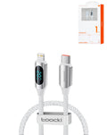 Toocki USB-C to Lightning Fast Charging Cable with Display — 20W, 3 ft, White