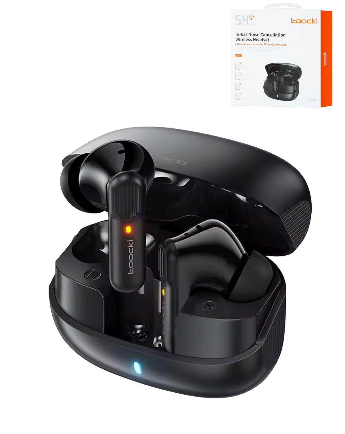 Toocki Hi-Fi Active Noise Cancelling Earbuds — Black