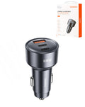 Toocki 65W Car Charger — USB-C + USB-C + USB-A, Black