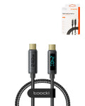 Toocki USB-C to USB-C Fast Charging Cable with Display — 240W, 3 ft, Gray