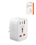 Toocki US to Universal Travel Adapter with 2 USB-C + USB-A — 20W, White