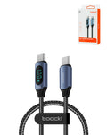 Toocki USB-C to USB-C Fast Charging Cable with Display — 100W, 3 ft, Blue