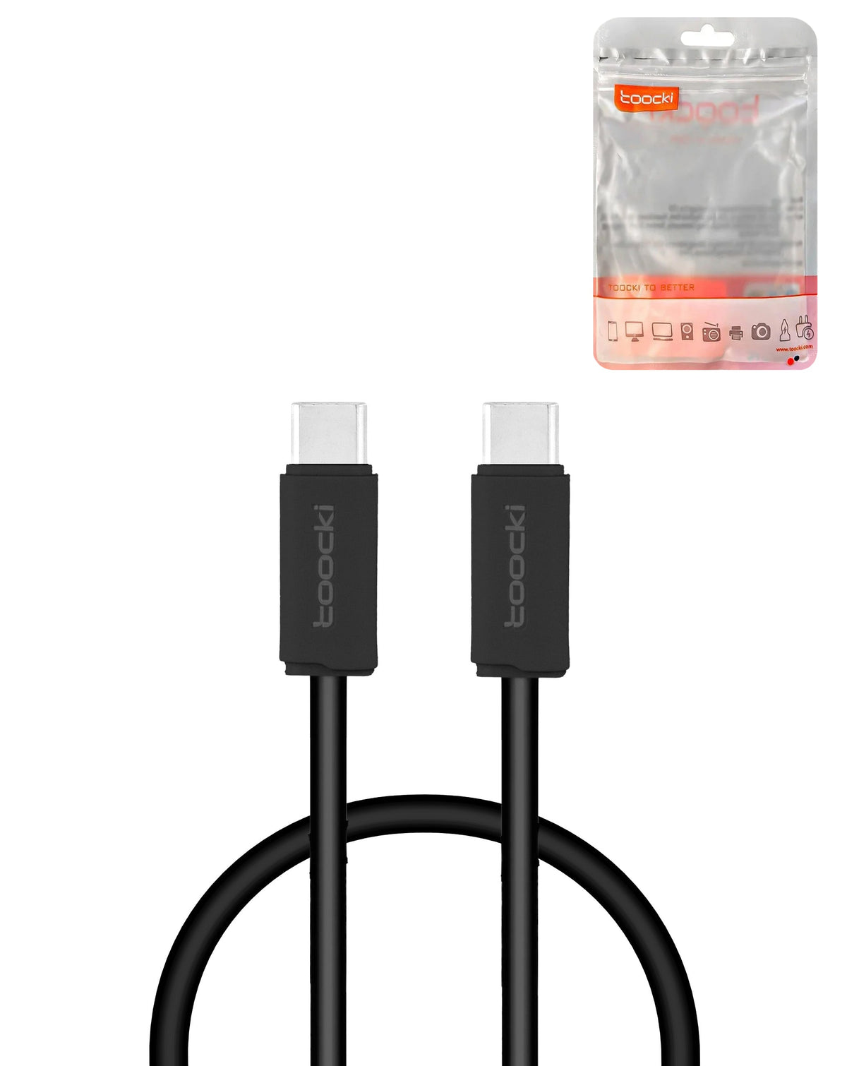 Toocki TPE USB-C to USB-C Fast Charging Cable — 100W, 3 ft, Black