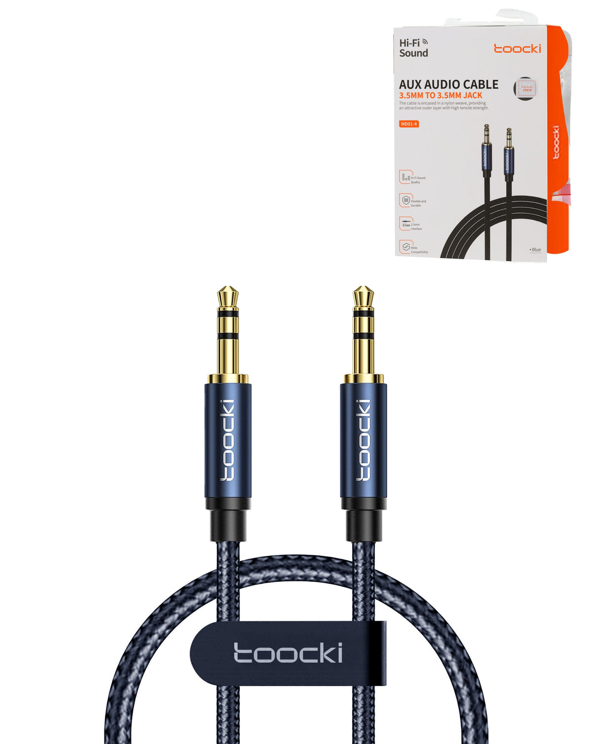 Toocki AUX to AUX Cable — 3 ft, Blue