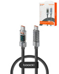 Toocki USB-C to USB-C Fast Charging Cable with Display — 100W, 3 ft, Gray