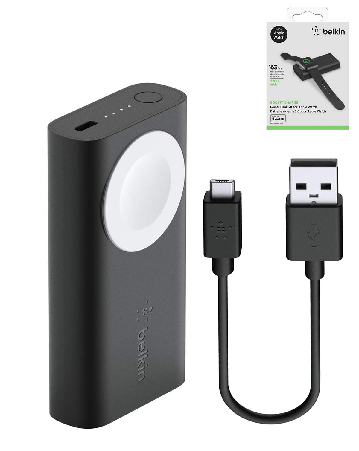 Belkin BoostCharge Power Bank for Apple Watch — 2,000mAh, Black