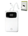 POMGEAR Power4Connect Rapid Charge Portable Power Bank with Digital Display — 5,000mAh, White