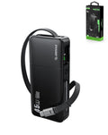 Esoulk Power Bank with Retractable Cable — 10,000mAh, 45W, Black