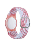 AirTag Wristband Nylon Watch Band — Pink White