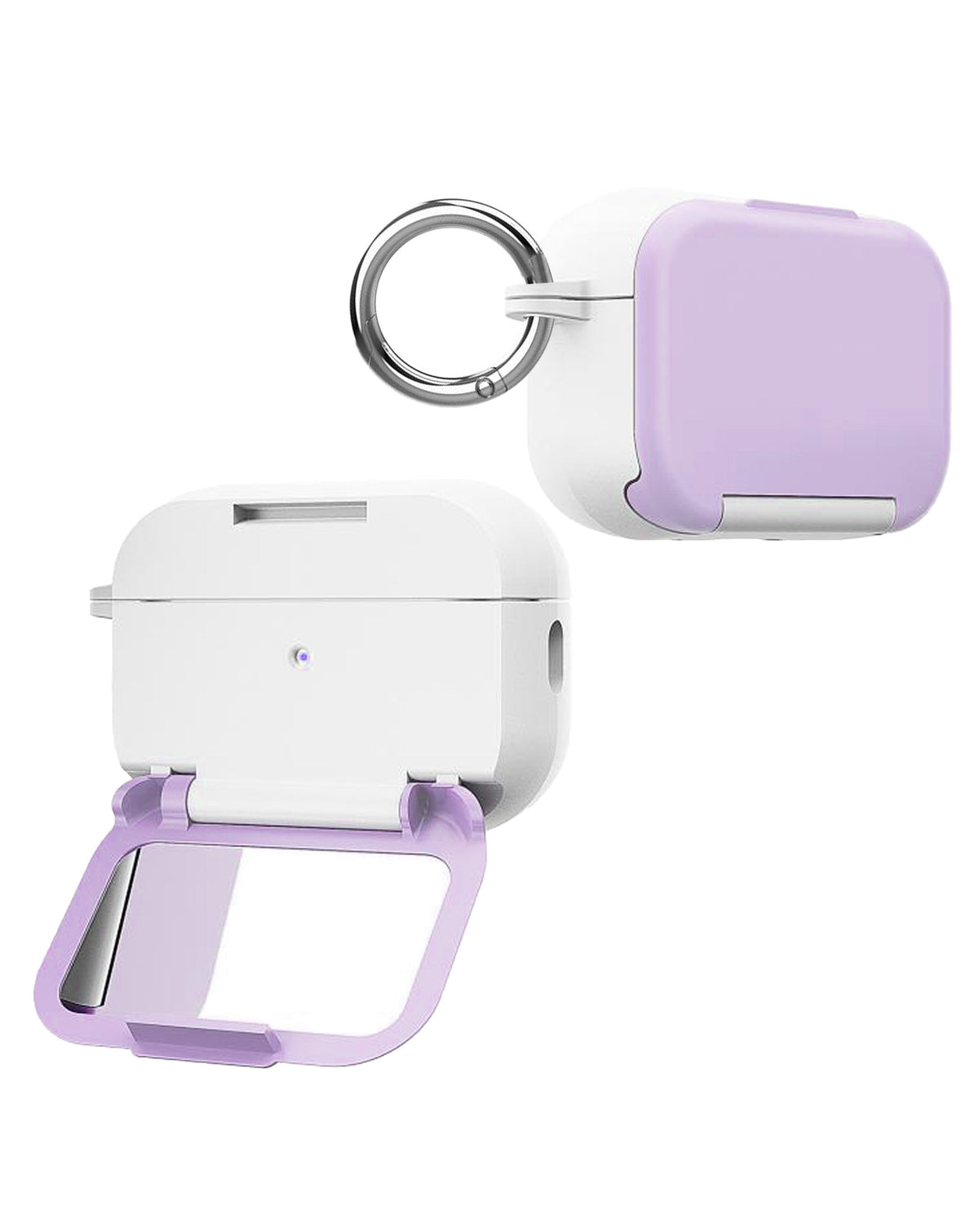 Creative Makeup Mirror Stand Holder Case for AirPods 4 / 5 — Light Purple