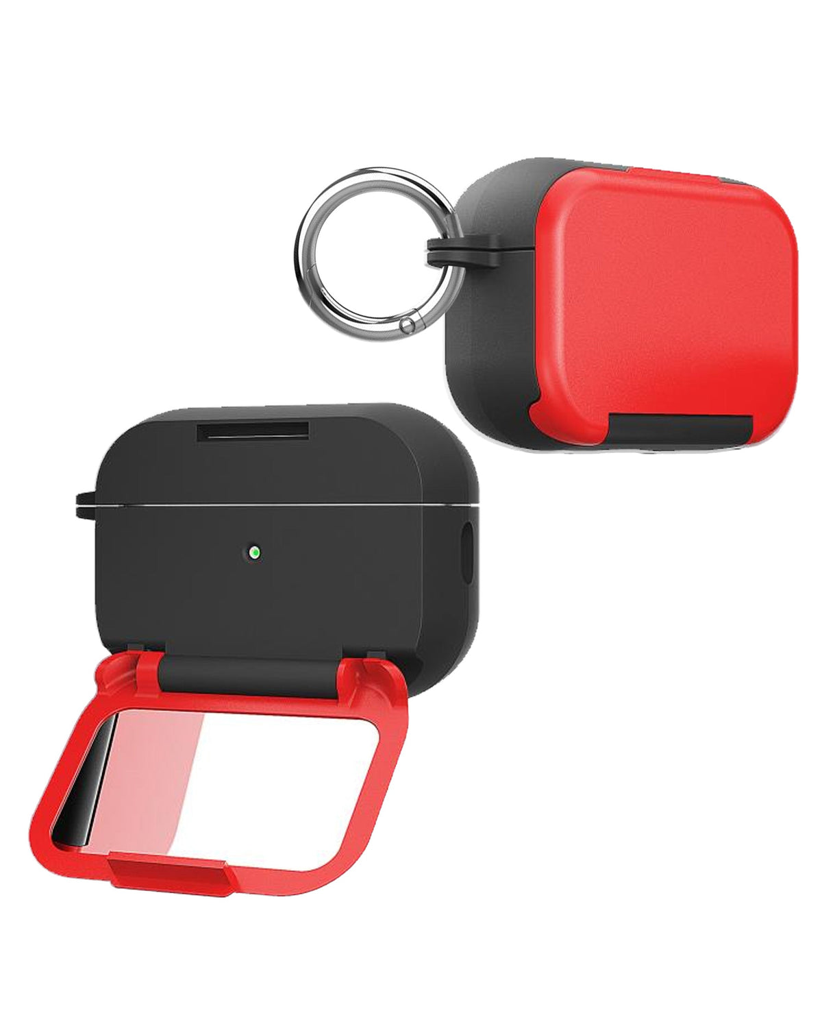 Creative Makeup Mirror Stand Holder Case for AirPods 4 / 5 — Red
