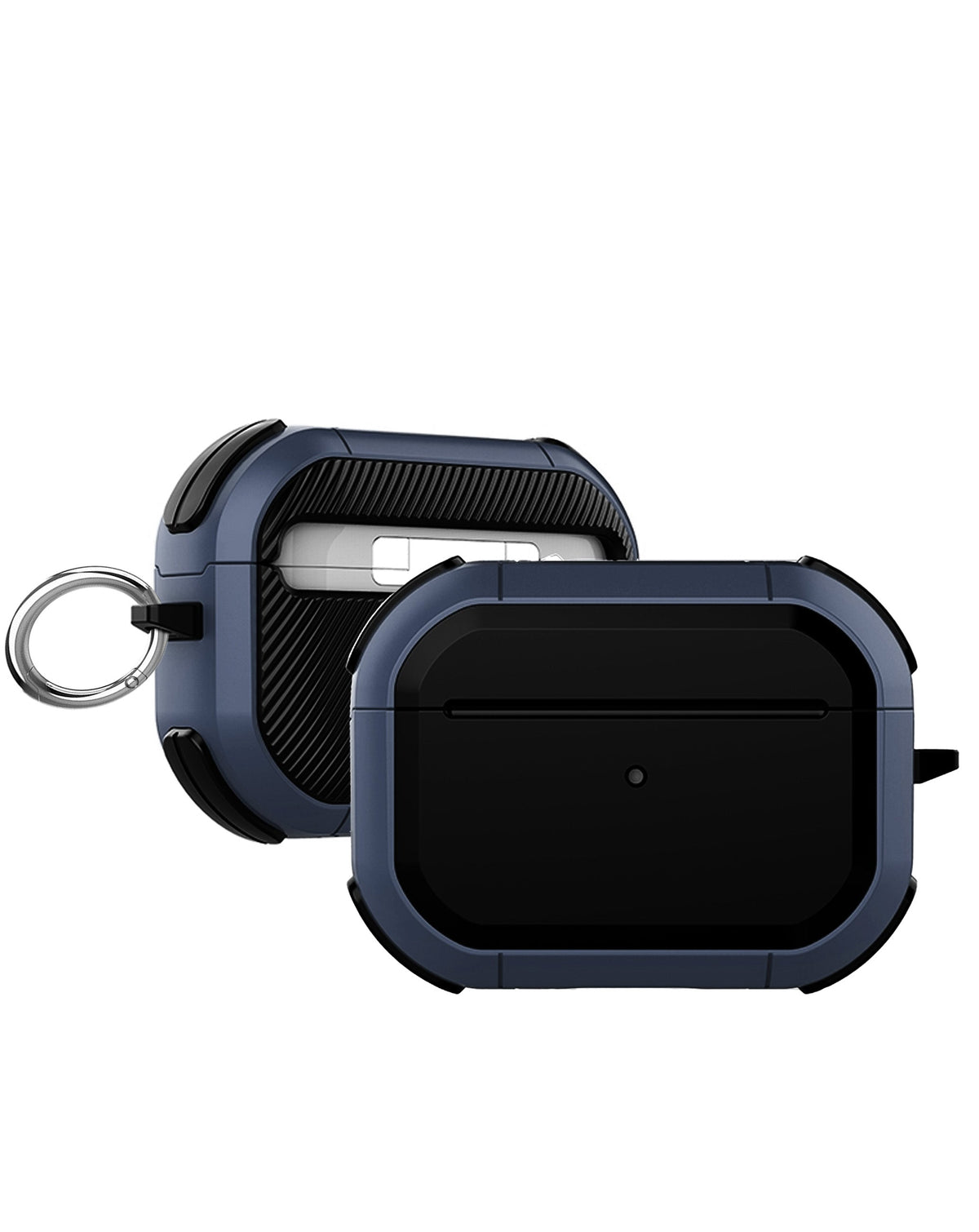 AirPods Pro 3 Rugged Armor with Keychain Case — Dark Blue