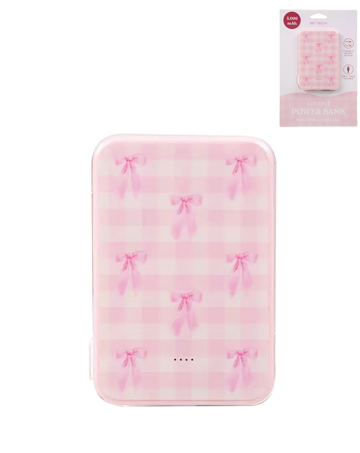 Bytech Bow Power Bank — 5,000mAh, Pink